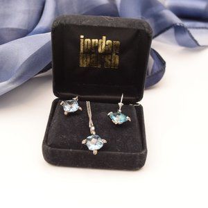 Vintage Jordan Marsh 925 Blue Spinel and Diamond Demi-parure Set